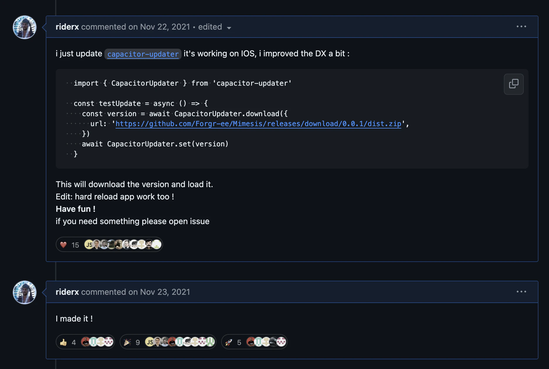 Extrait de code amélioré