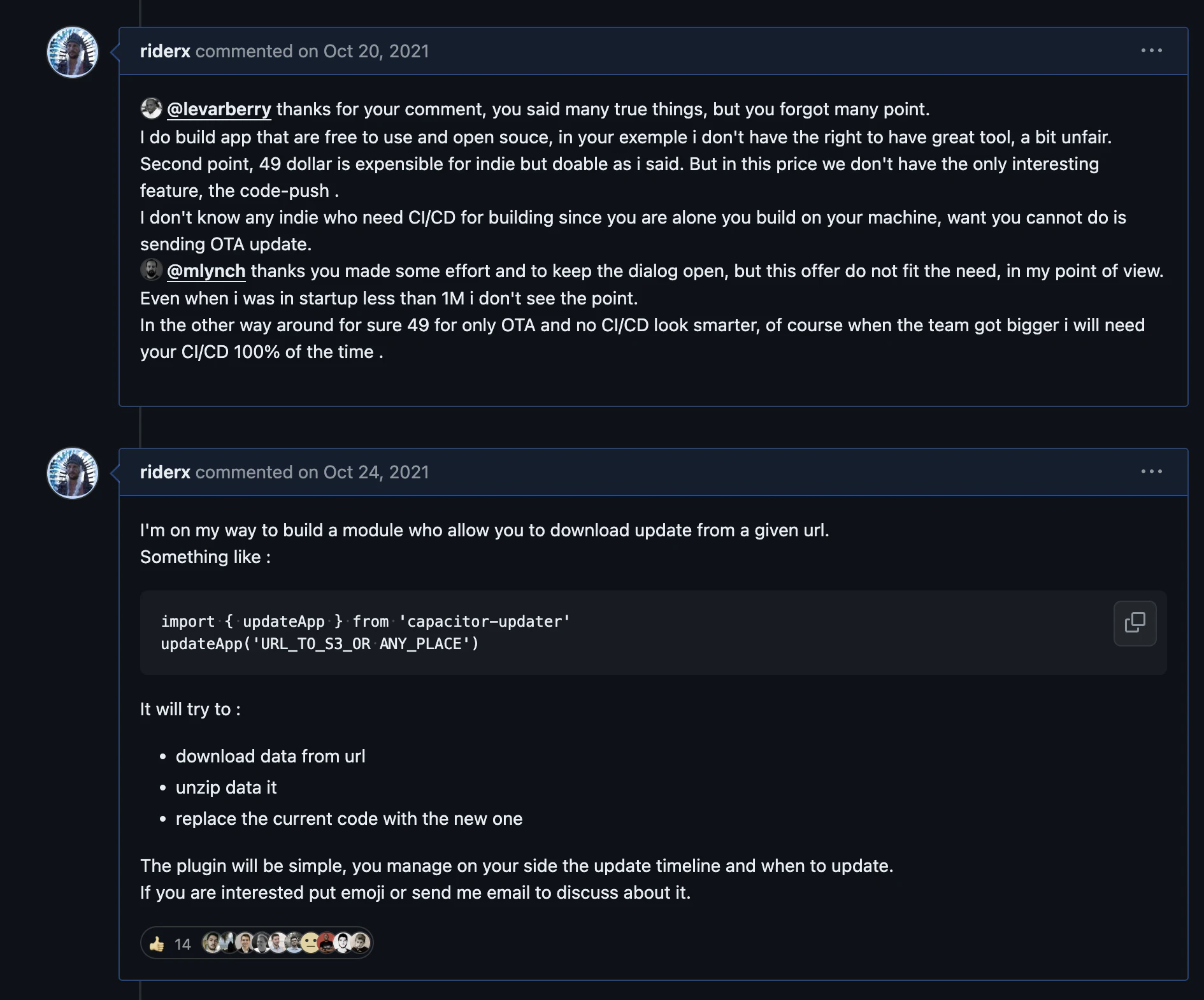 Extrait de code initial