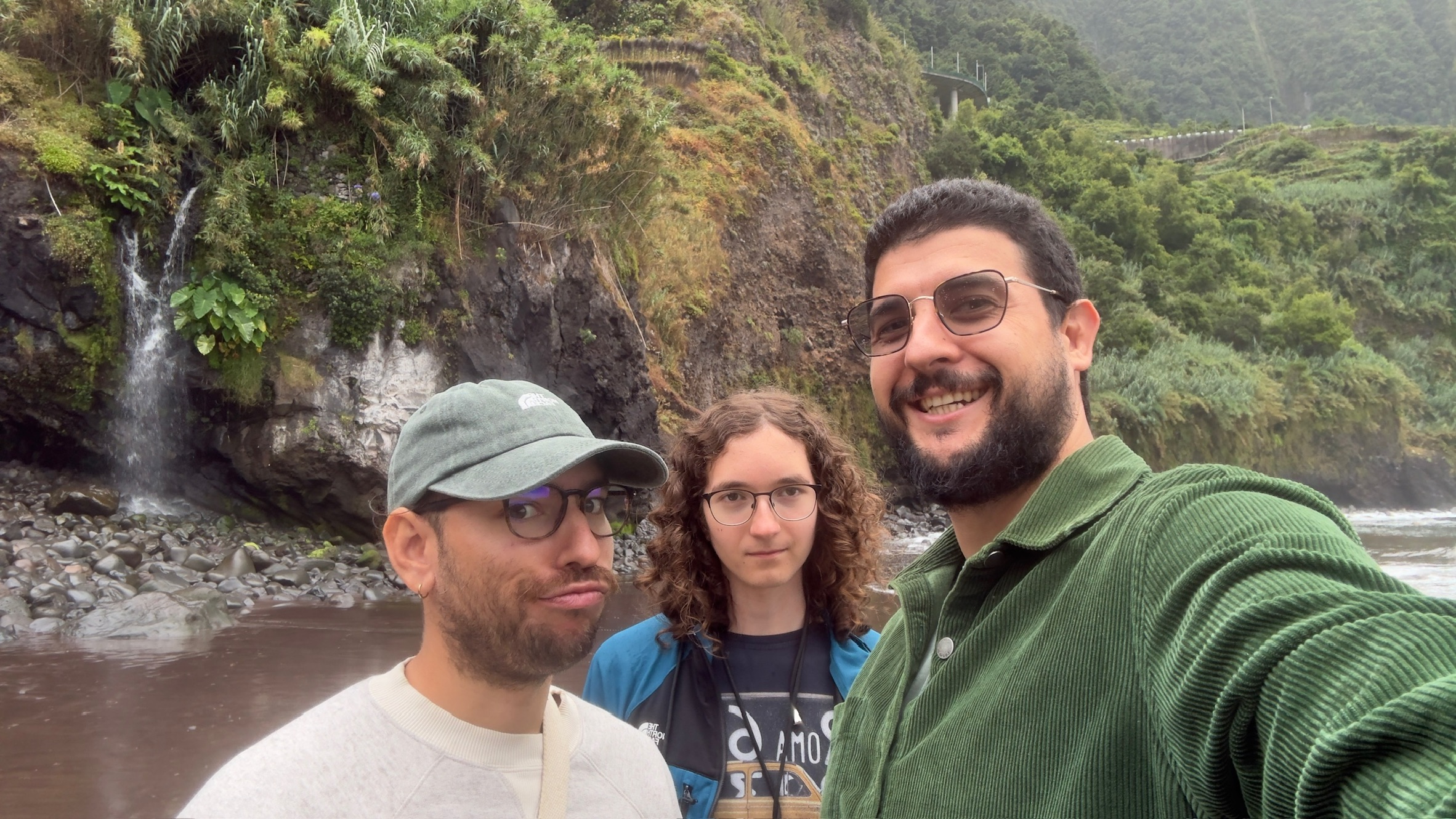 Team adventure at Praia do Seixal waterfall
