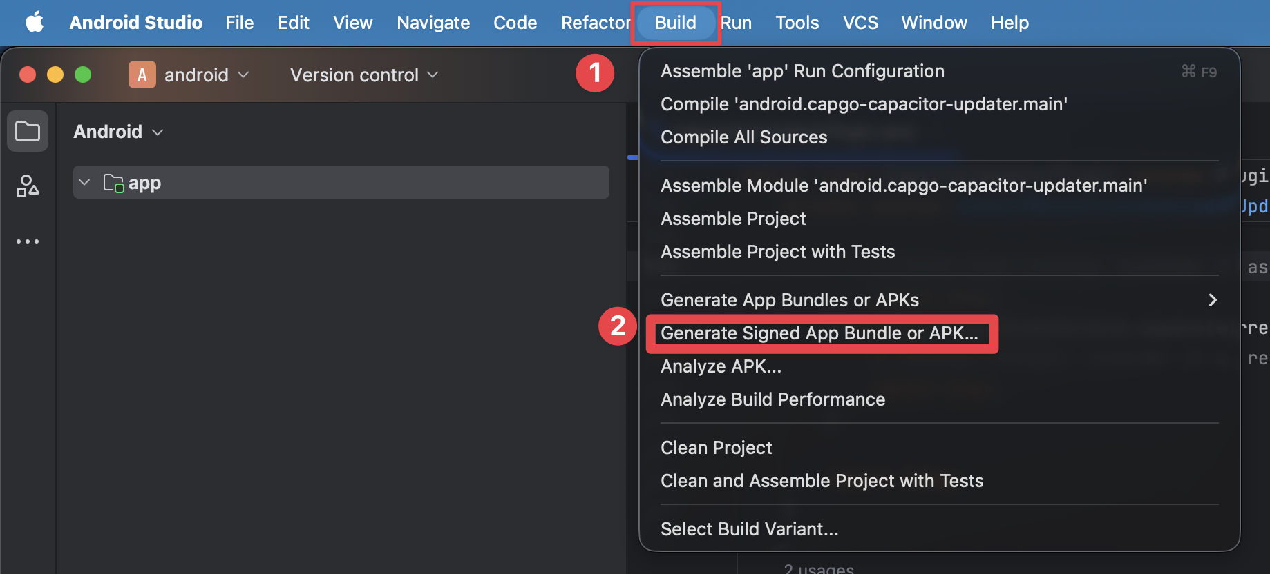 Android Studio generate signed app bundles / APKs