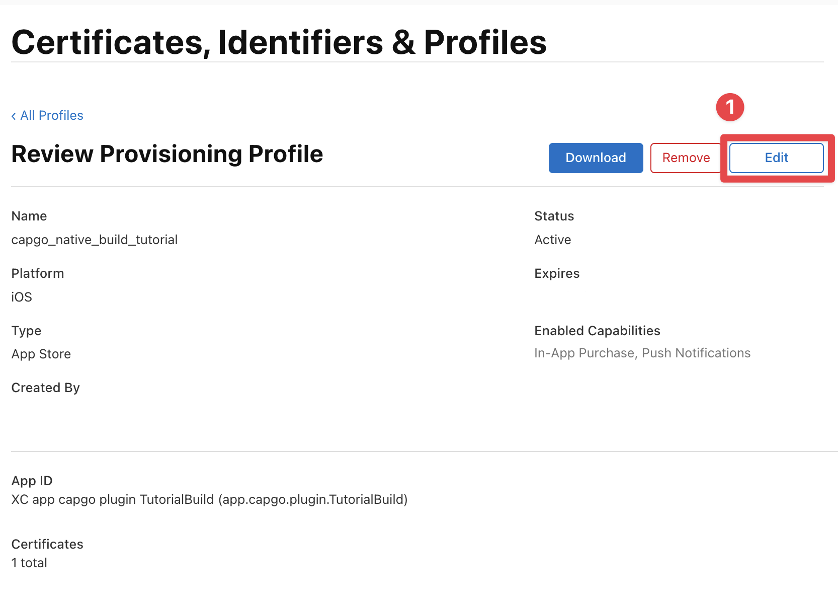 Apple Developer edit profile
