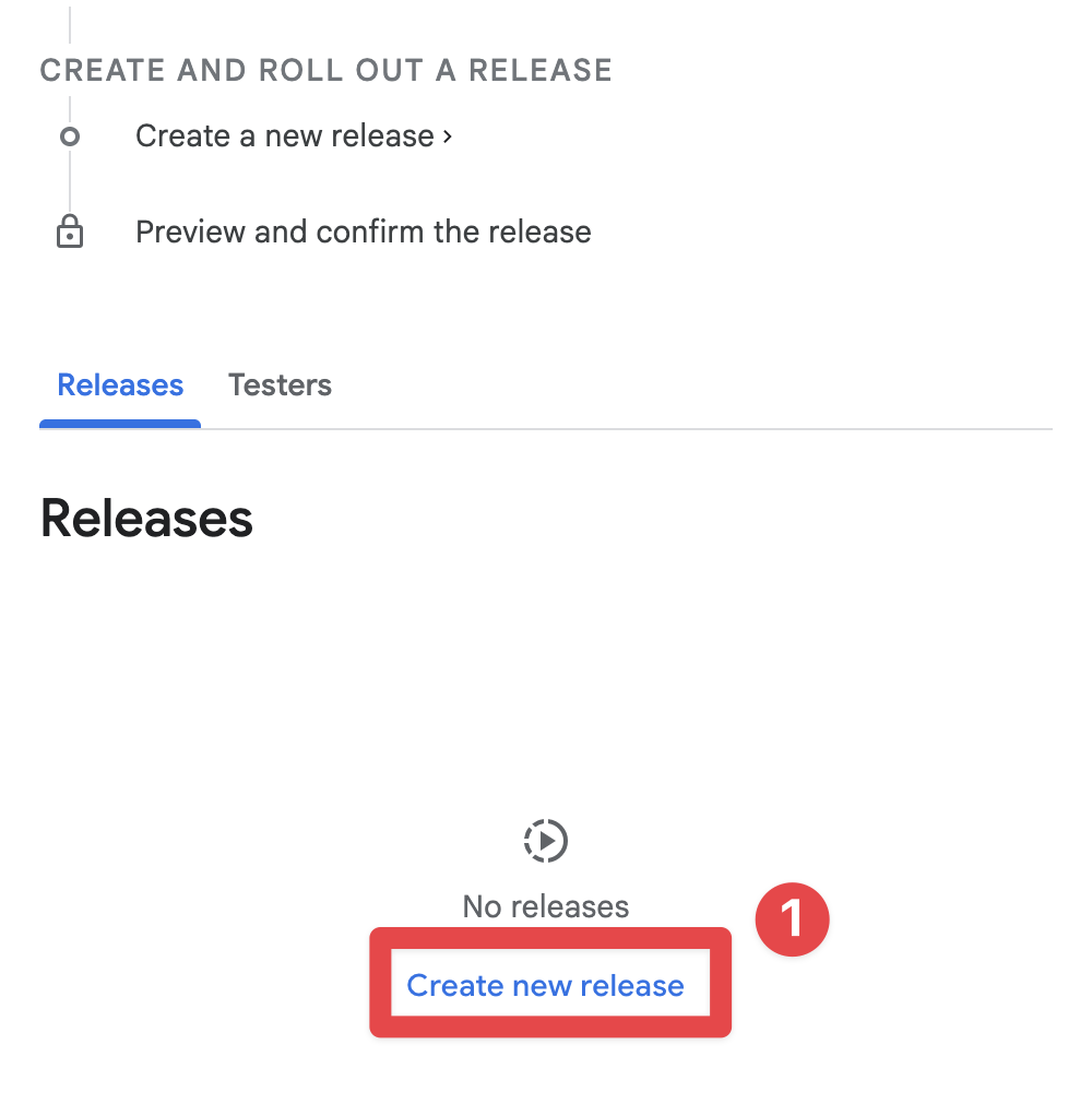 Google Play Console create new release