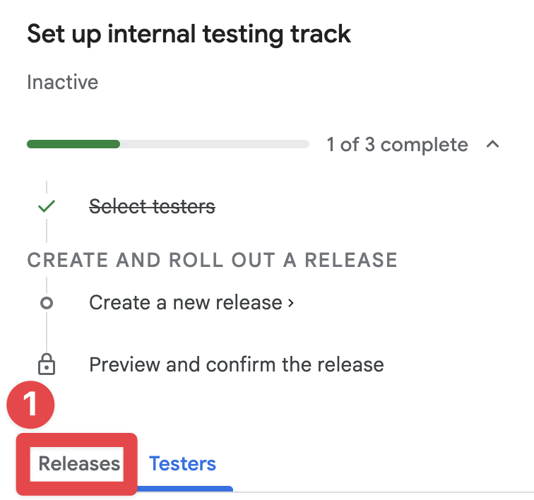 Google Play Console releases button