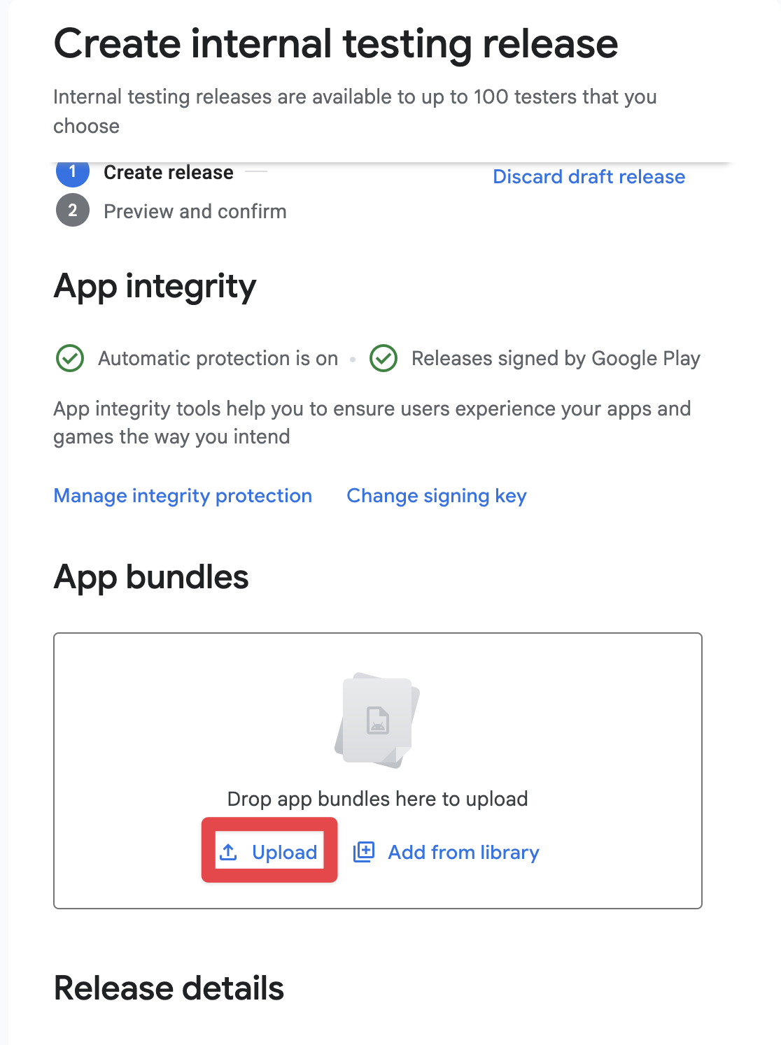 Google Play Console upload