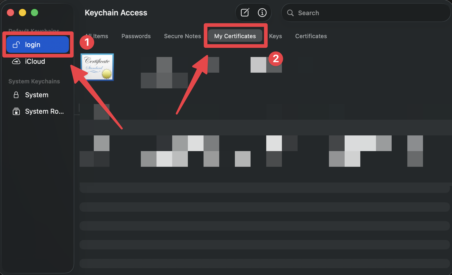 Keychain Access login category