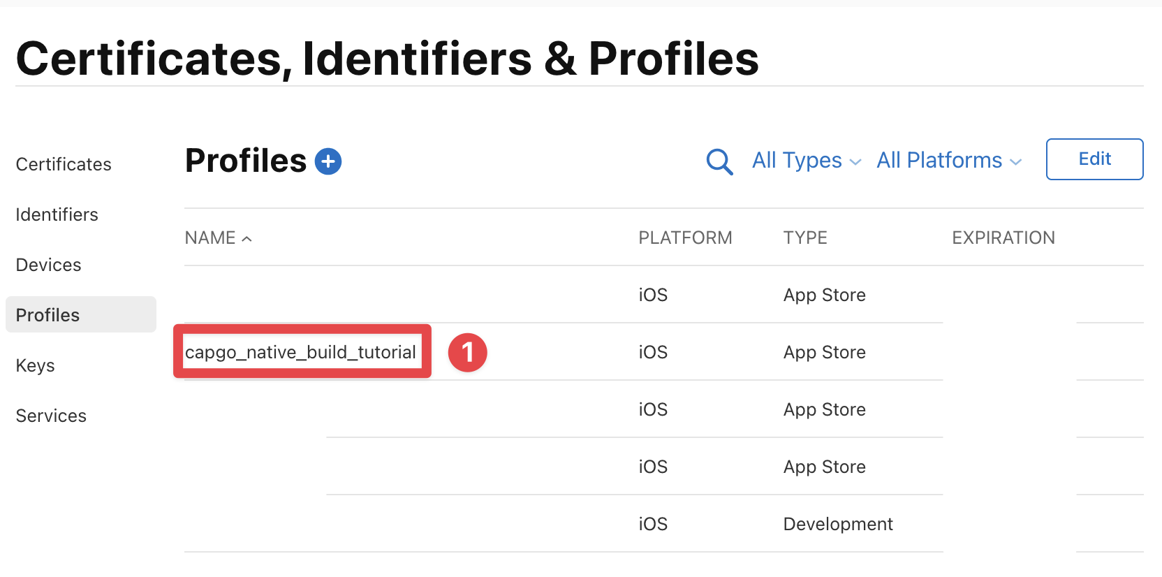 Apple Developer find profile