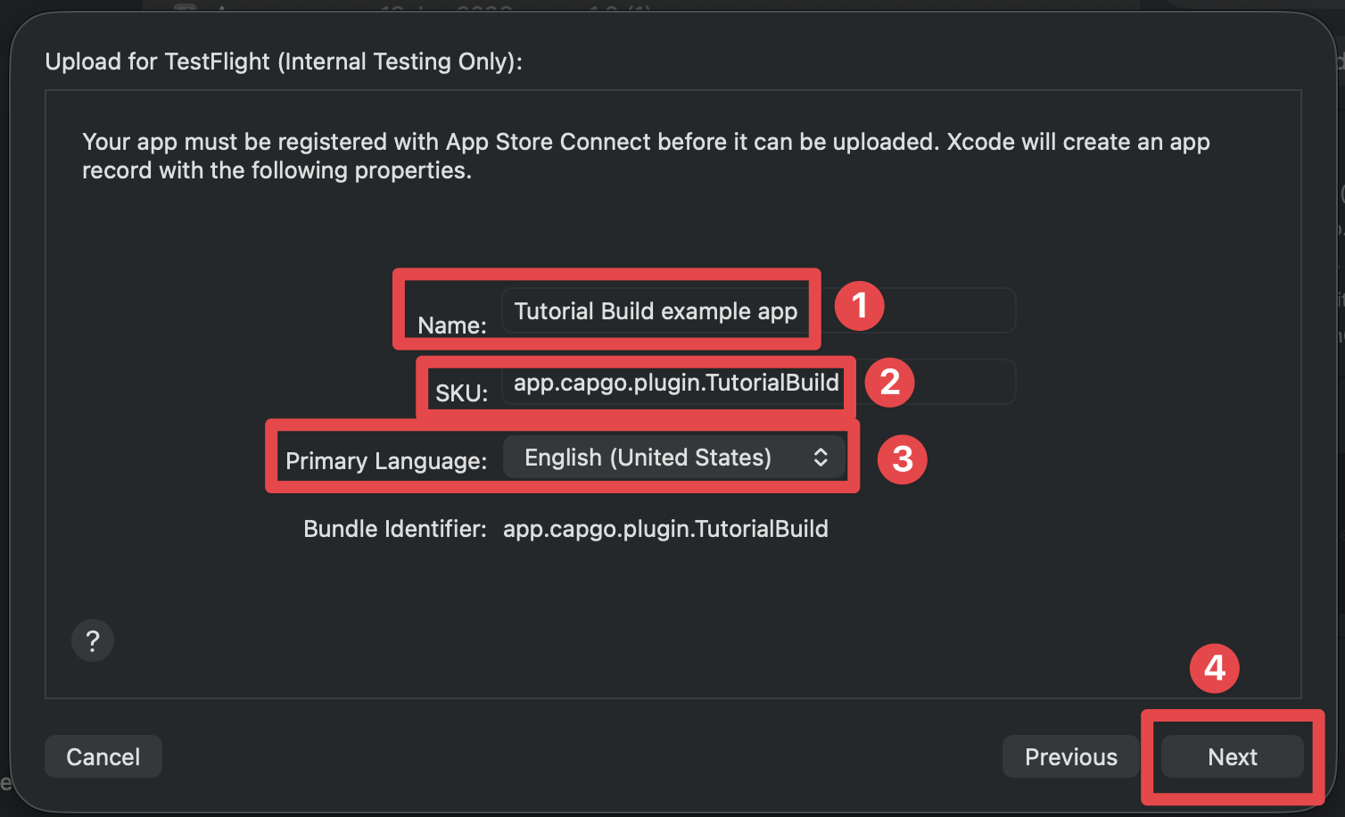 Xcode TestFlight configure app record