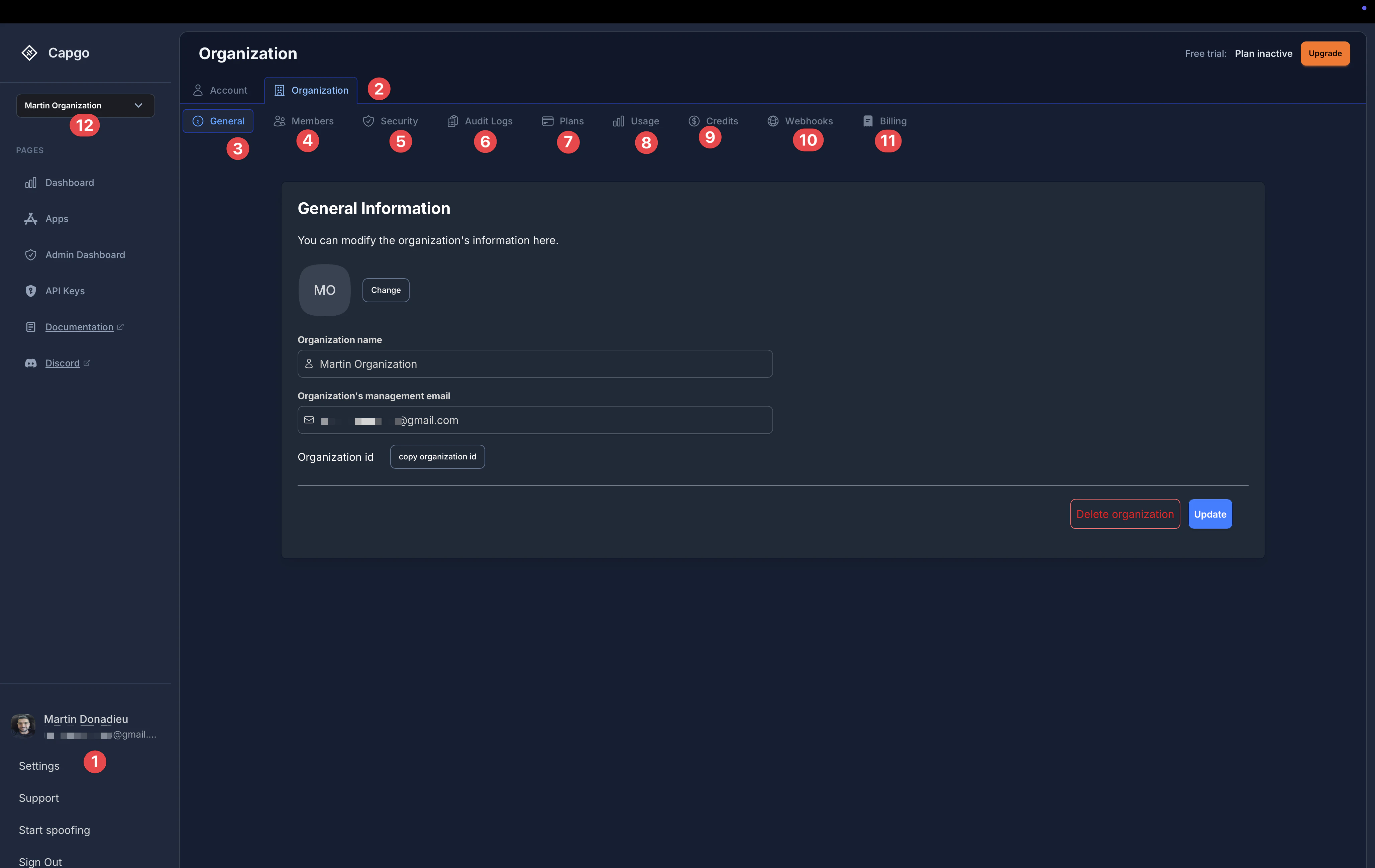 Organization Settings