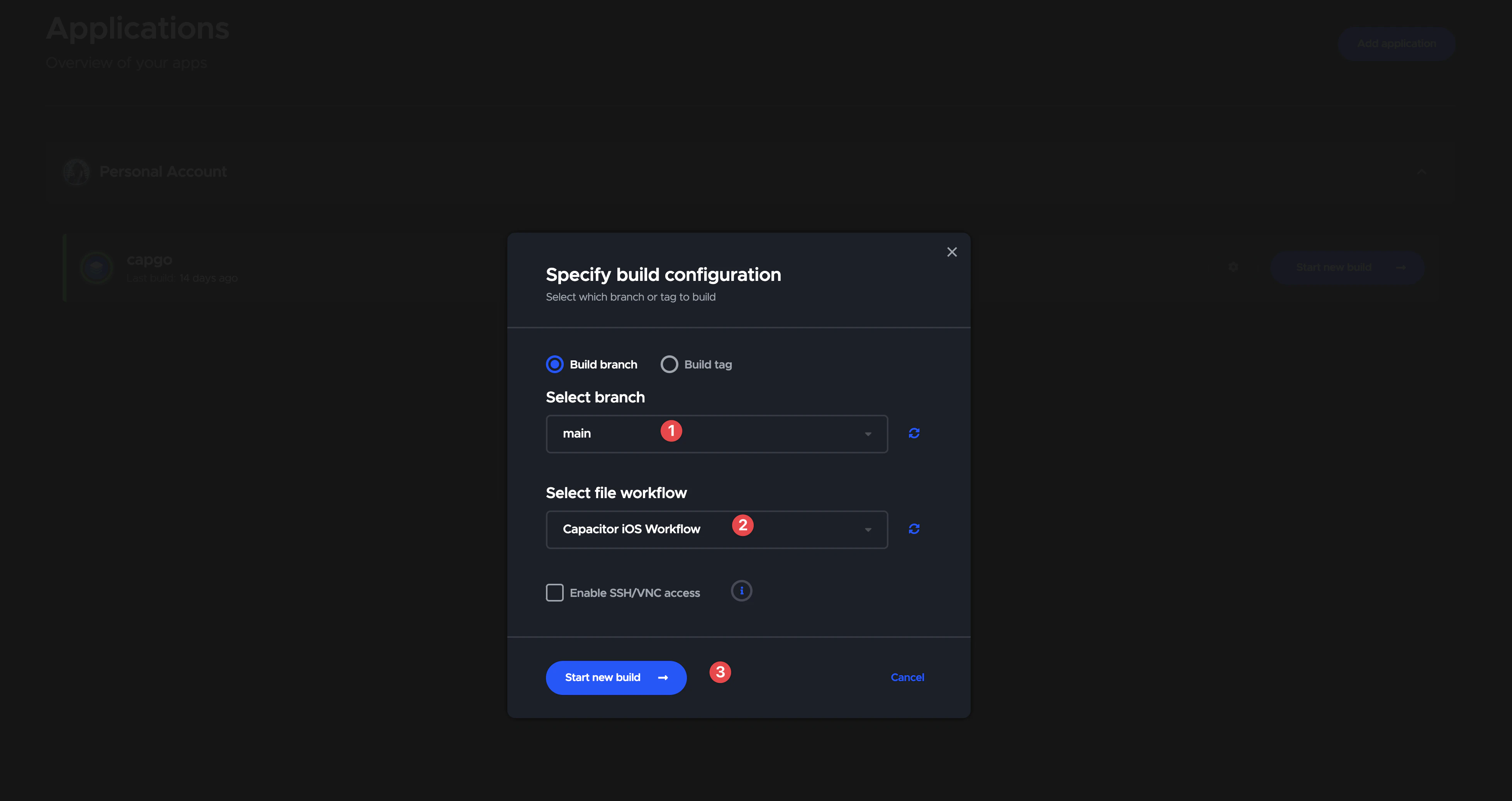 Sélectionner la branche
