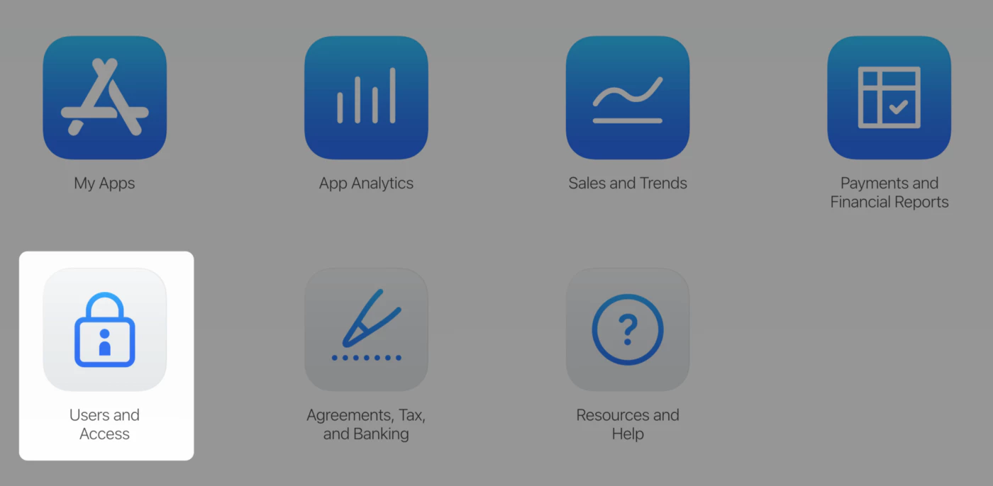 Accès utilisateur App Store Connect
