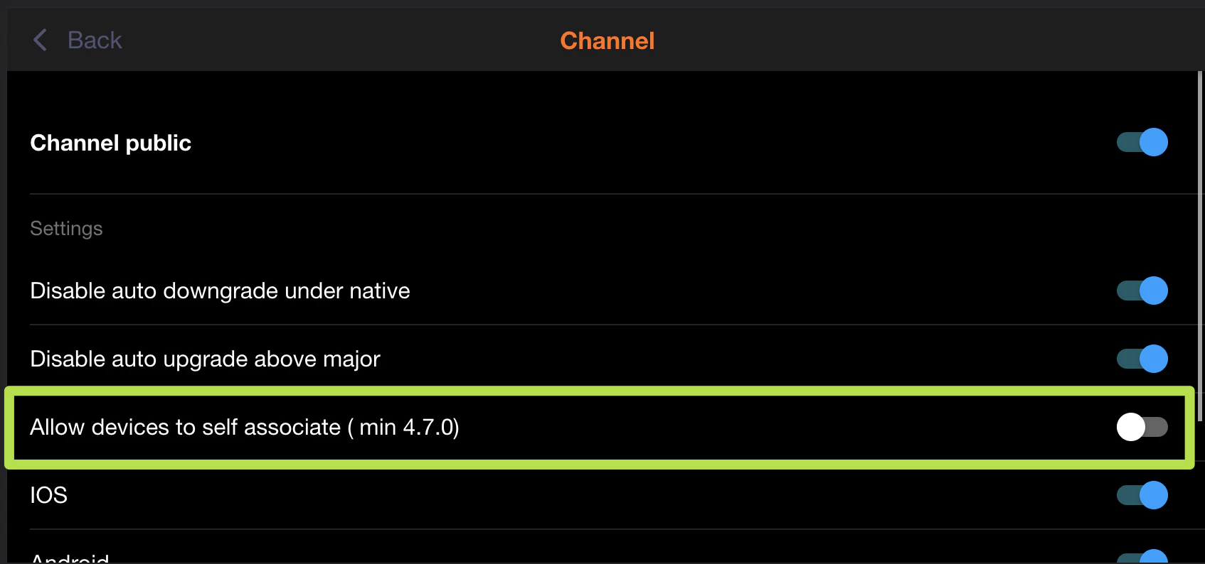 Autoriser l'auto-configuration dans Capgo