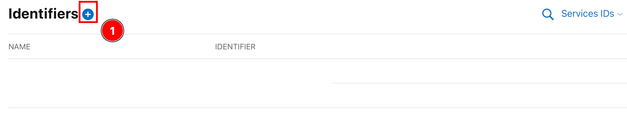 Add new service ID button