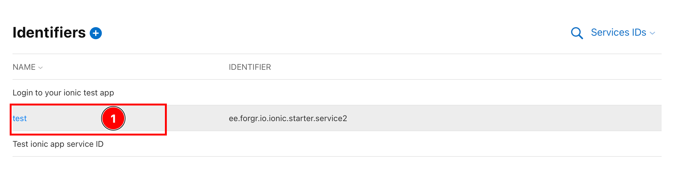 Selecting newly created service ID