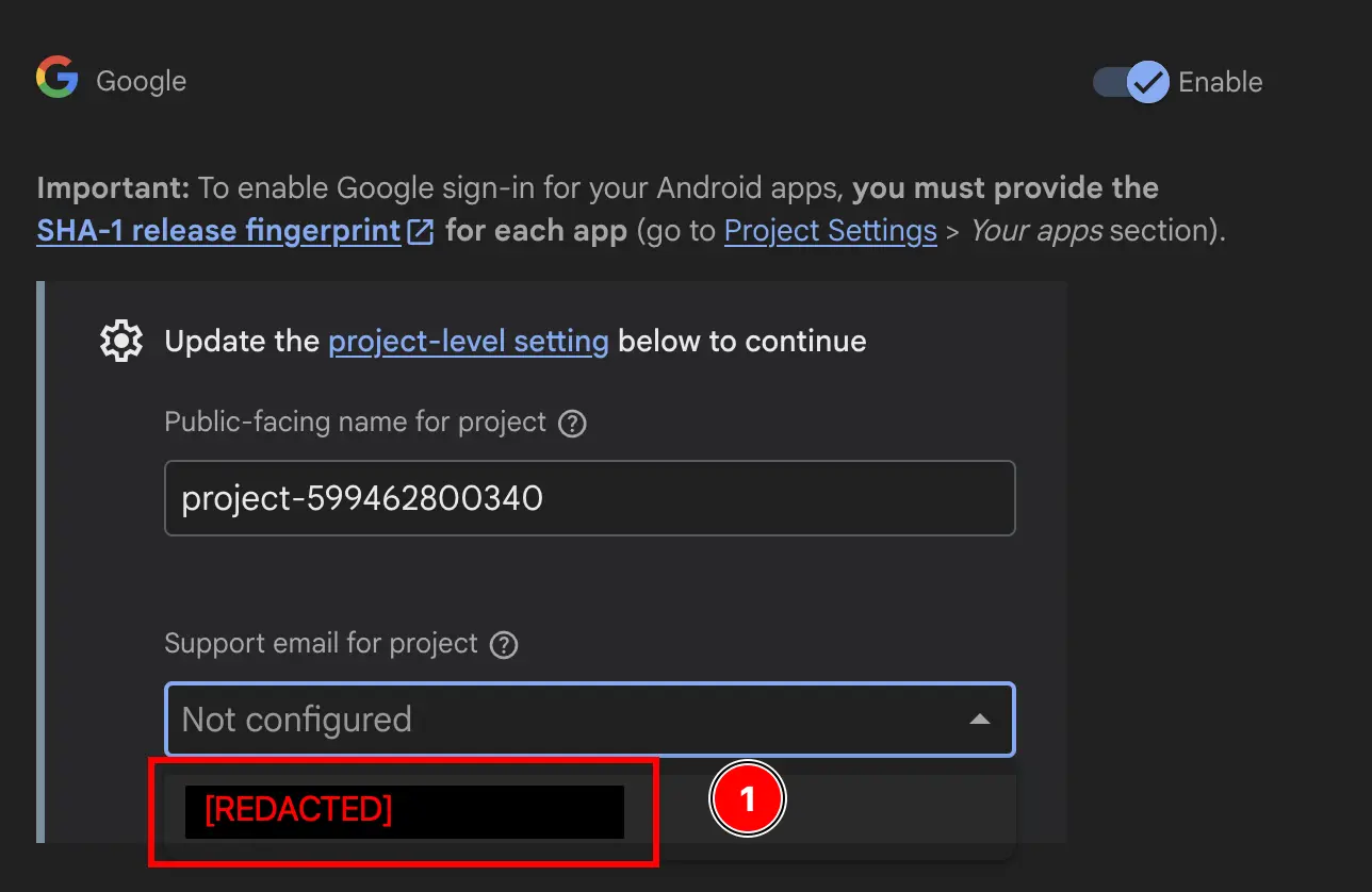 Firebase add support email part 2