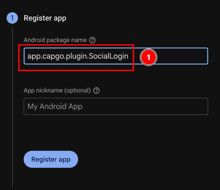 Firebase Add App Android Package Name Field