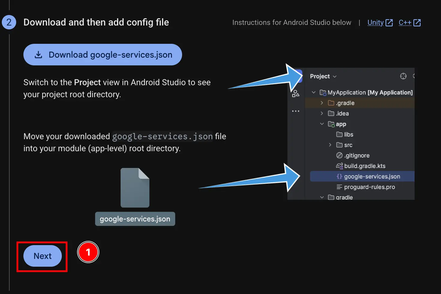 Firebase Add App Android Skip 'Download and then add config file'