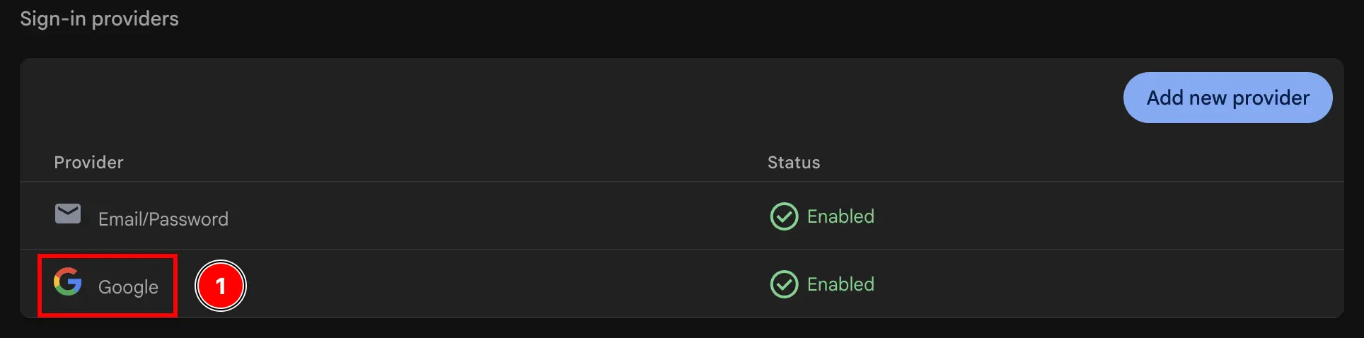 Firebase Authentication Sign-in Method Google Provider