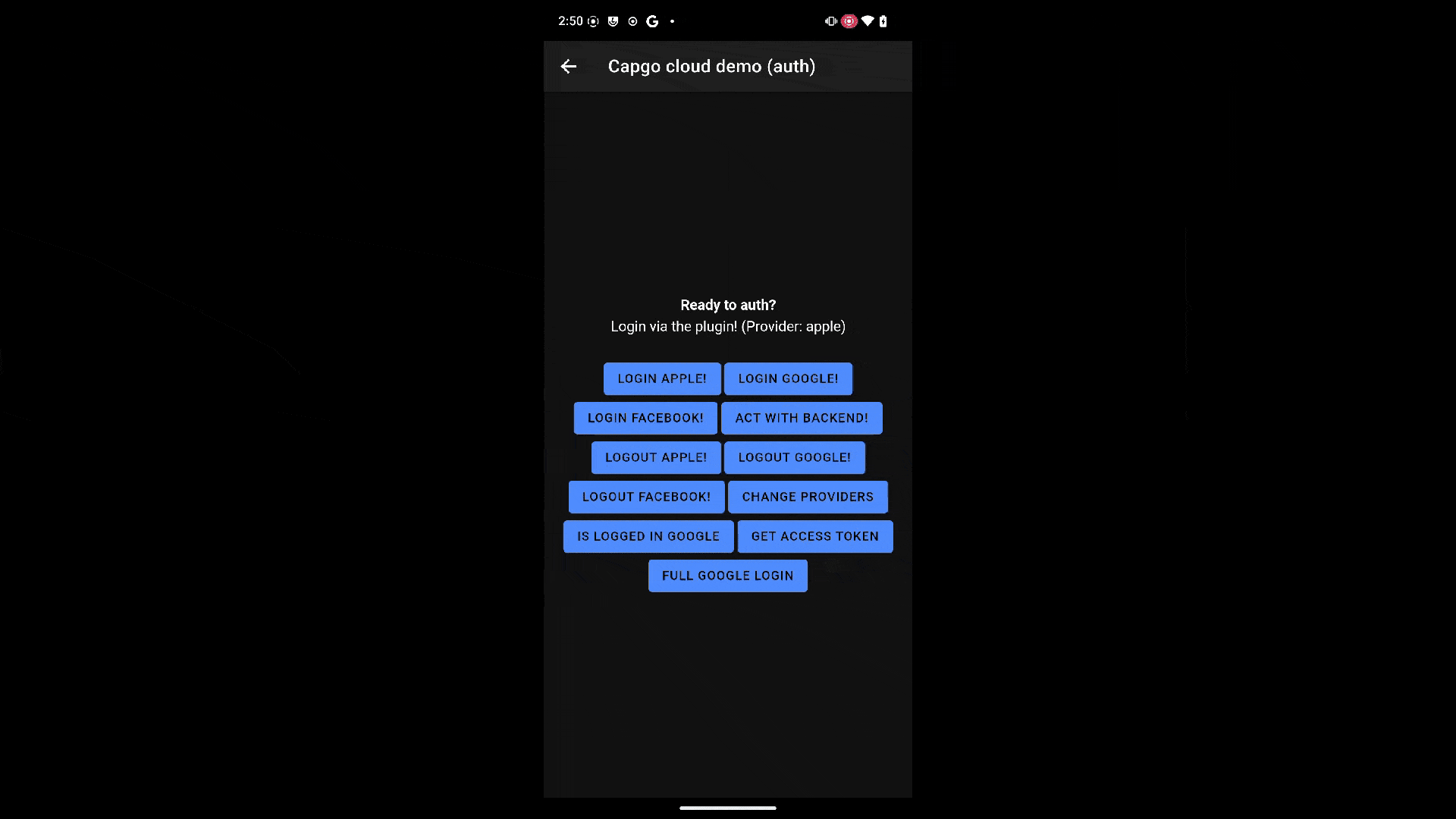 Demo of Google login flow on Android showing sign-in process and successful authentication