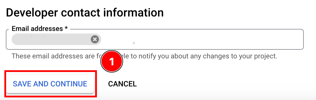 Save and Continue button at bottom of form