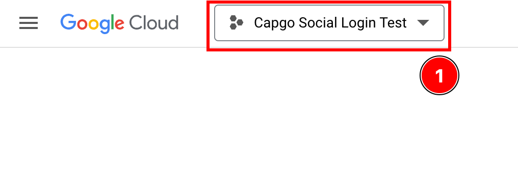 Project name showing in the selector indicating correct project selection