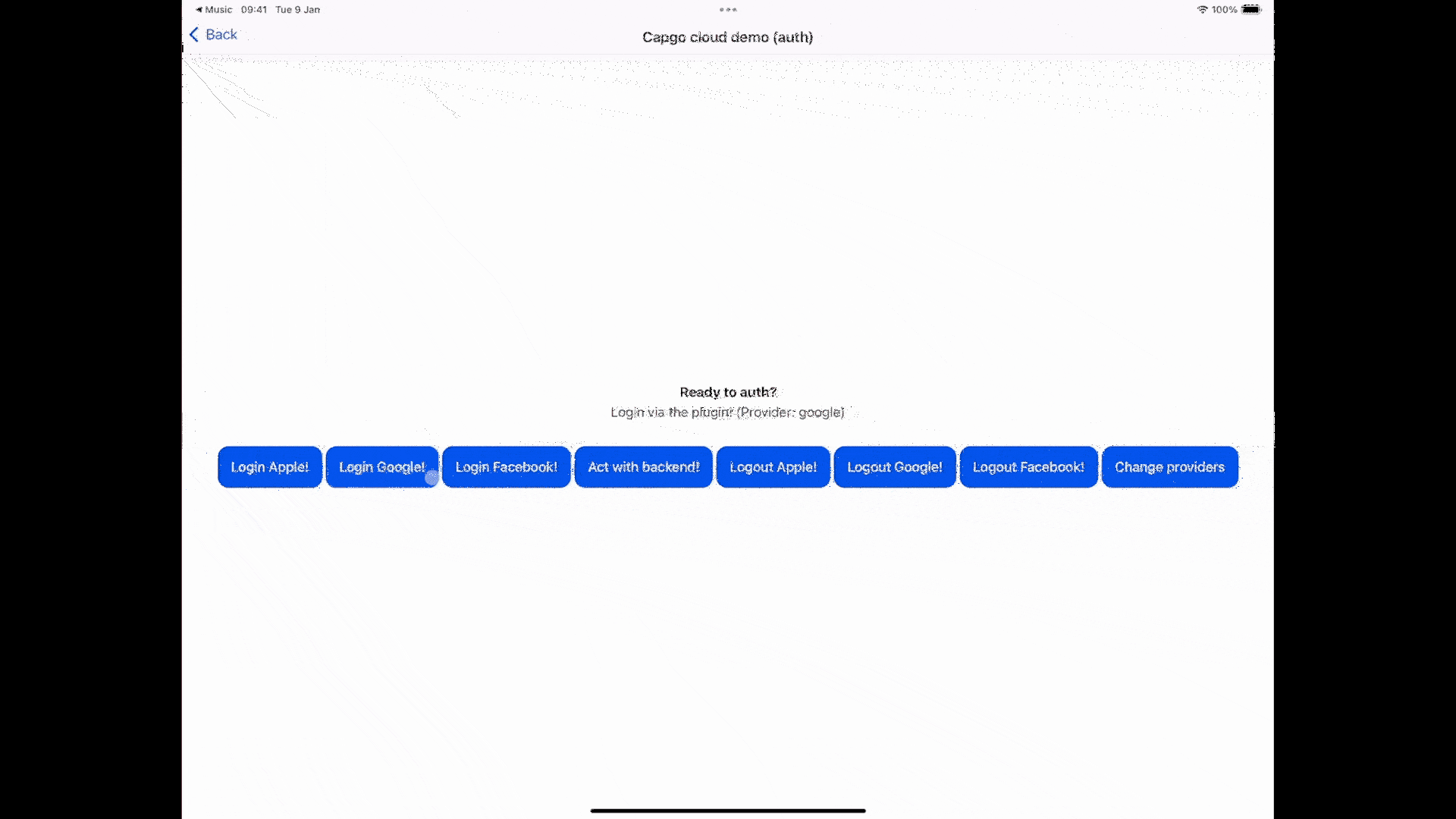 Demo of Google login flow on iOS showing sign-in process and successful authentication