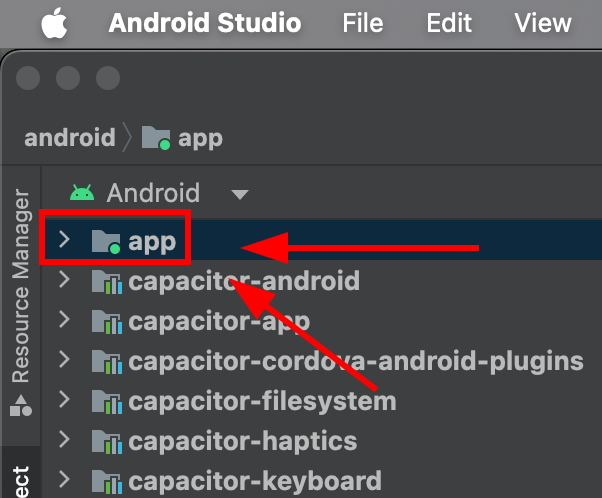 App folder in Android Studio project navigator