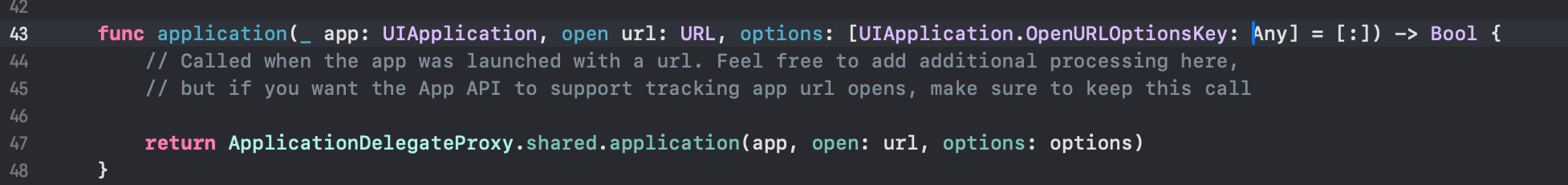 Original application openURL function in AppDelegate