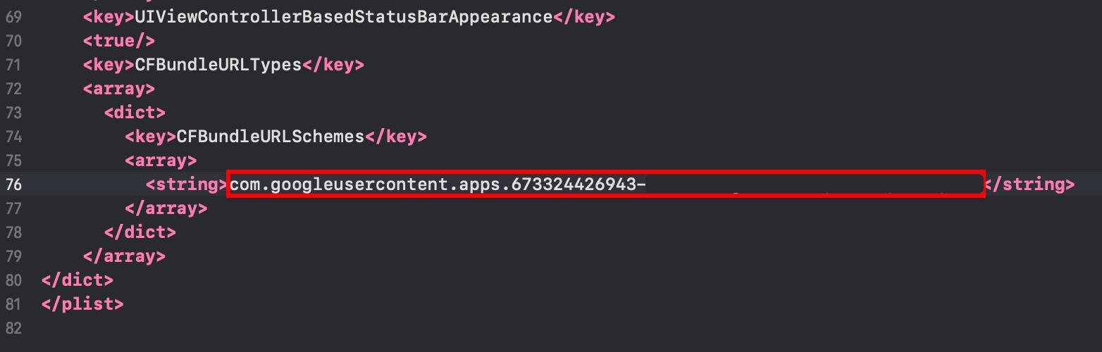 Info.plist with actual reversed client ID inserted in URL schemes
